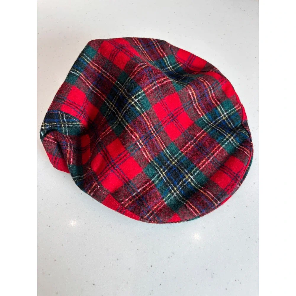 Pendleton Mens Red Tartan Plaid Pure Virgin Wool Flat Cap Ivy Driving Hat USA M